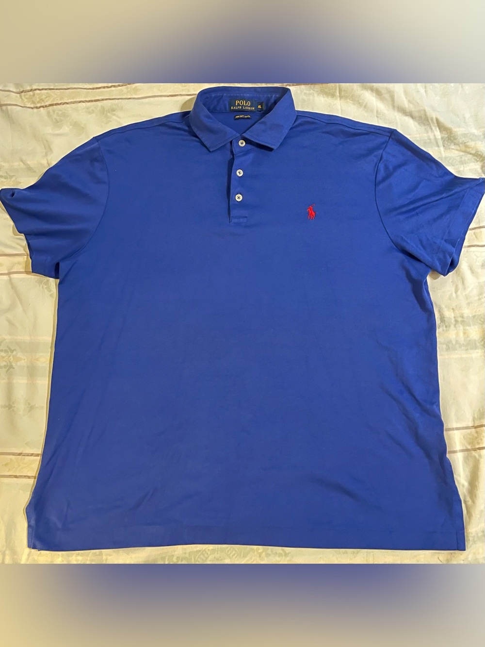 Ralph Lauren Men’s Royal Blue Pima Cotton Short Sleeve Polo EUC XL